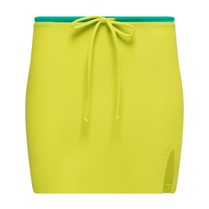 Colette Lime Green Swim Skirt with Slit Live In Swim MIGA Swimwear