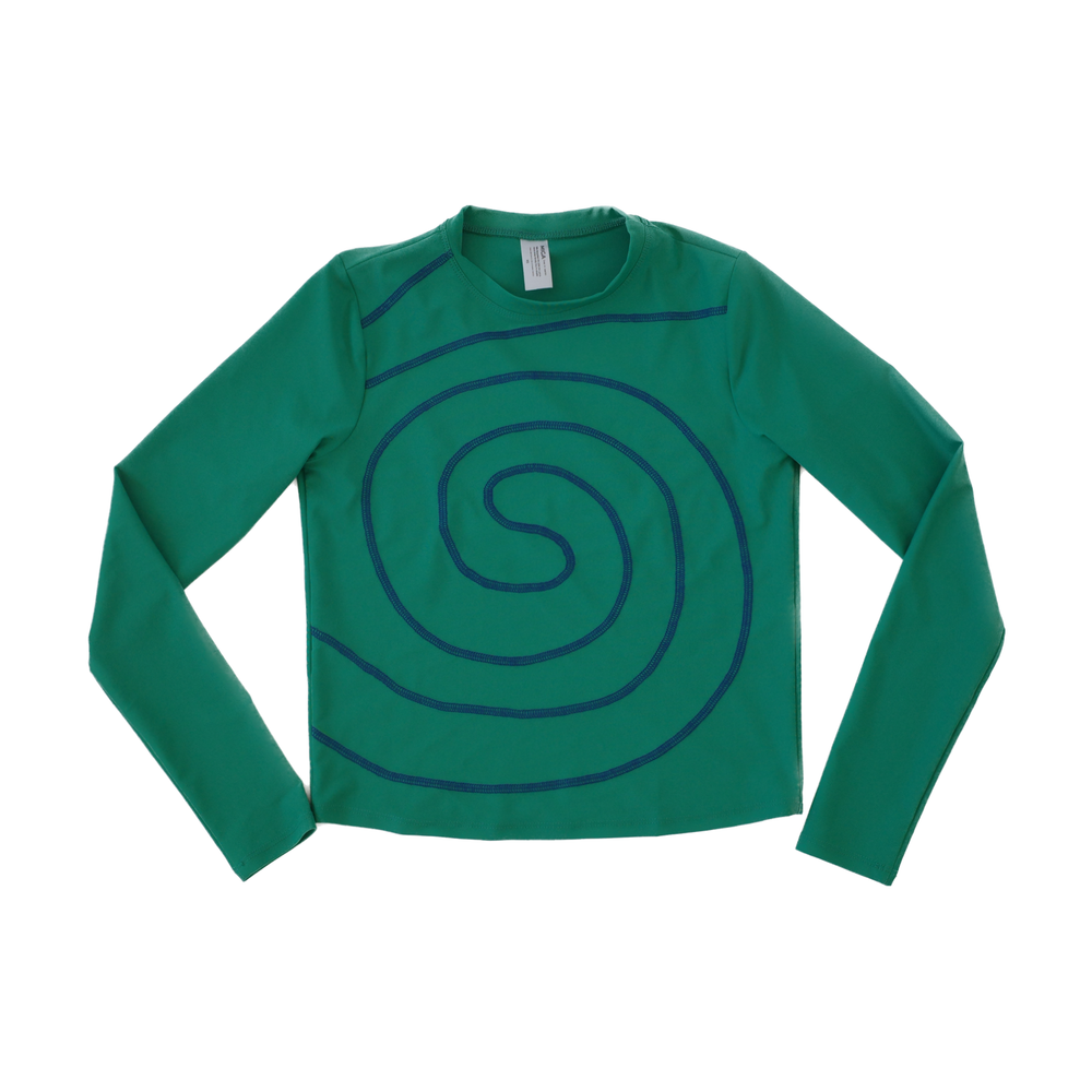 
            
                Load image into Gallery viewer, MIGA Spiral Swim Shirt in Emerald Green.
            
        